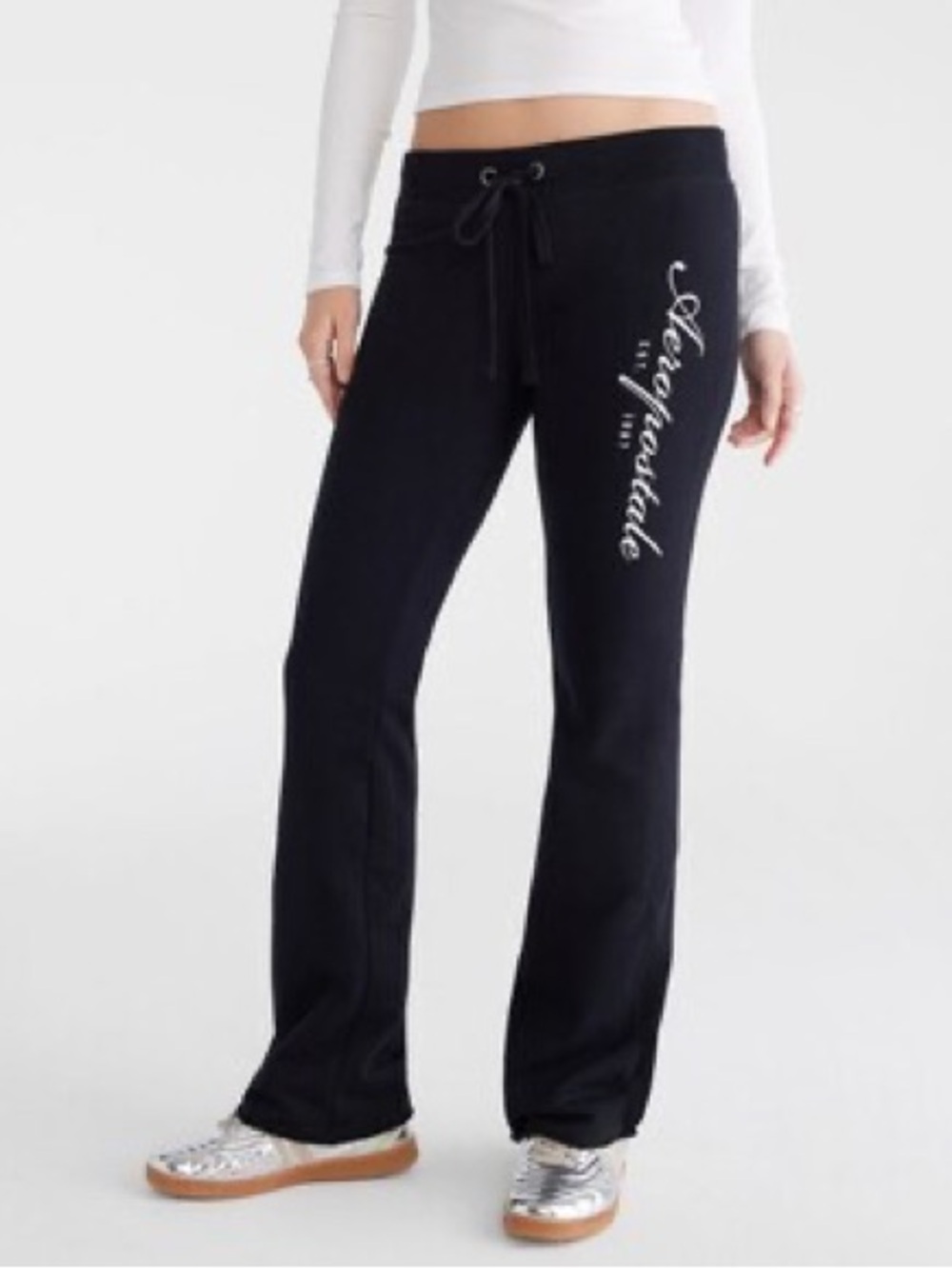 Aeropostale Black Drawstring Logo Track Pants NEVER WORN